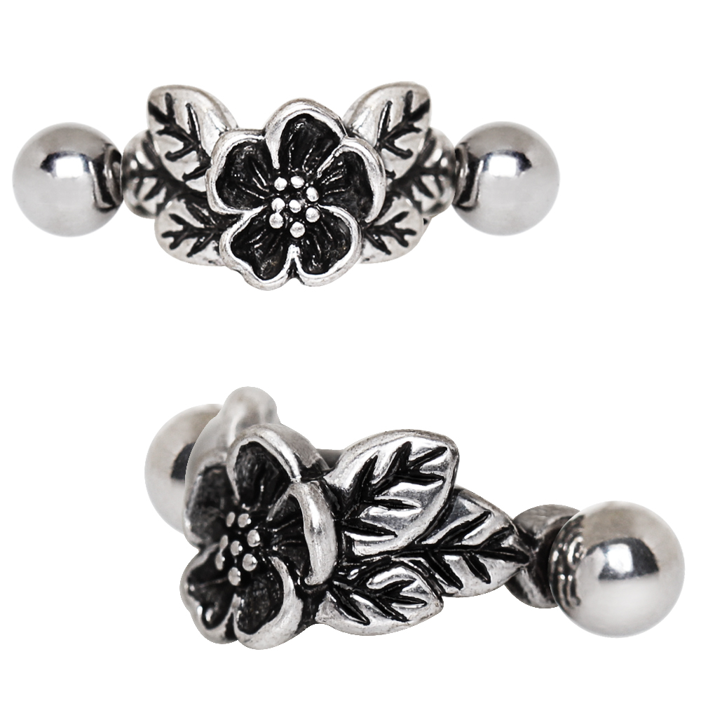 Hibiscus Flower Cartilage Cuff Earring - 316L Stainless Steel