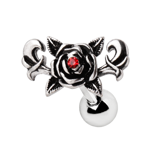 Gothic Rose Cartilage Barbell Earring - 316L Stainless Steel