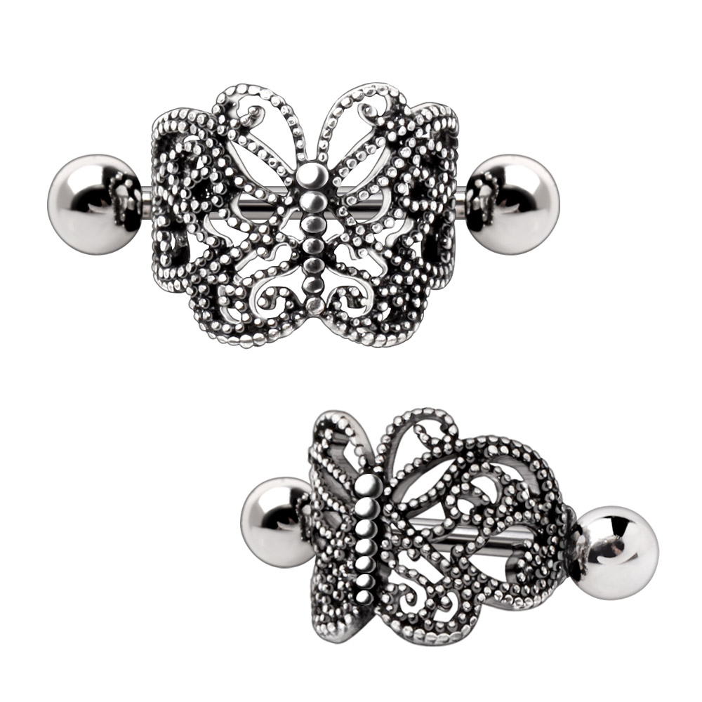 Ornate Butterfly Cartilage Cuff Earring - 316L Stainless Steel