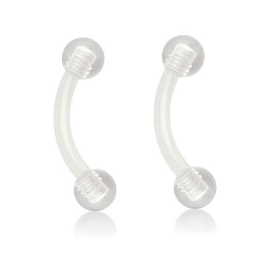 Clear Bioflex Curved Eyebrow Retainer Ring Piercing - Pair