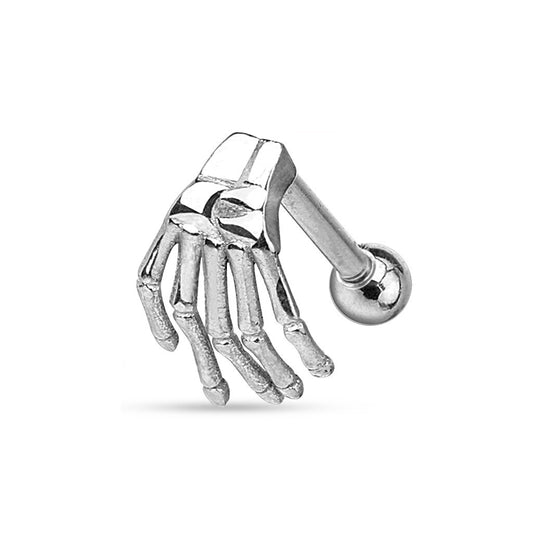 Skeleton Hand Barbell Piercing Stud - Surgical Steel