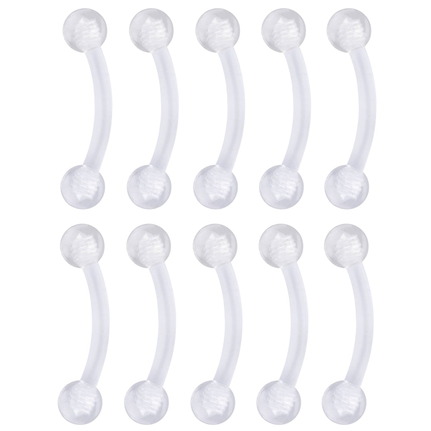 Set of 10 Bioflex Eyebrow Curved Barbell Retainers