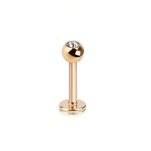 CZ Crystal Ball Top Lip Cartilage Tragus Stud
 - Rose Gold Plated Stainless Steel