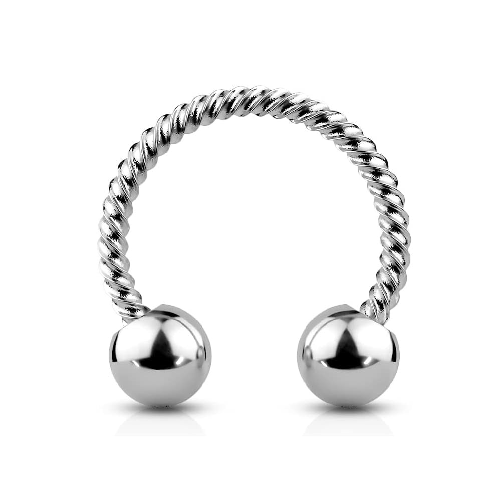 Twisted Rope Septum Cartilage Helix Daith Circular Horseshoe Barbell
 - 316L Stainless Steel