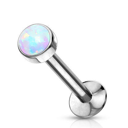 Threadless Push-in Synthetic Opal Flat Top Stud - Stainless Steel