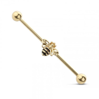 Queen Bee Bumblebee Industrial Barbell - 316L Stainless Steel