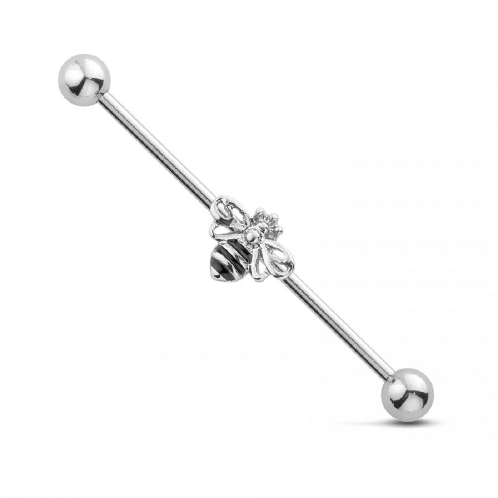 Queen Bee Bumblebee Industrial Barbell - 316L Stainless Steel