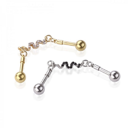 Slithering Snake Chain Link Industrial Barbell - 316L Stainless Steel