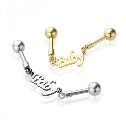 Baby Logo Chain Link Industrial Barbell - 316L Stainless Steel