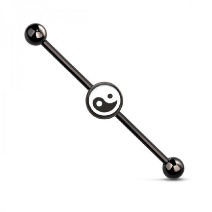 Ying Yang Balance of Life Industrial Barbell - 316L Stainless Steel