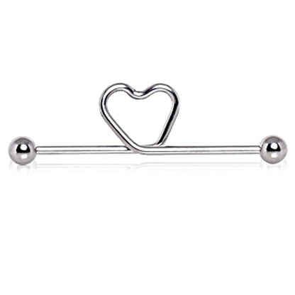 Curved Heart Industrial Barbell - Stainless Steel
