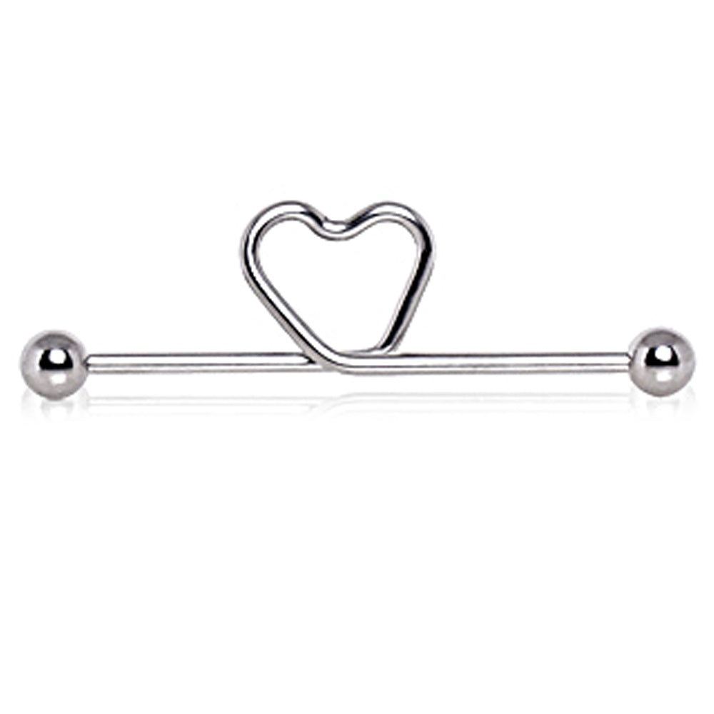 Curved Heart Industrial Barbell - Stainless Steel