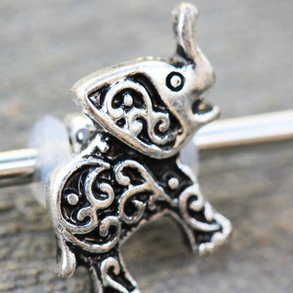 Henna Elephant Industrial Barbell - 316L Surgical Steel