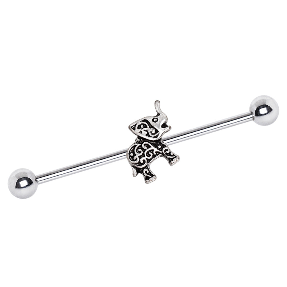 Henna Elephant Industrial Barbell - 316L Surgical Steel