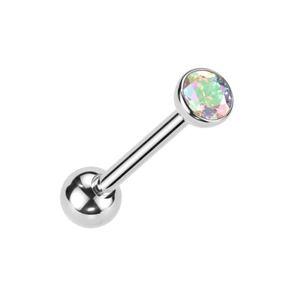 Threadless Push In CZ Crystal Top Barbell - F136 Implant Grade Titanium