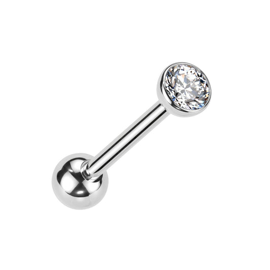 Threadless Push In CZ Crystal Top Barbell - F136 Implant Grade Titanium