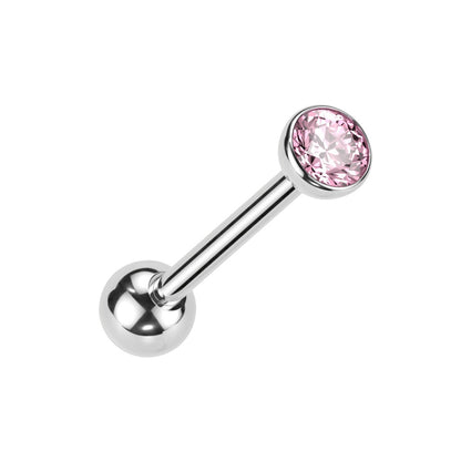 Threadless Push In CZ Crystal Top Barbell - F136 Implant Grade Titanium