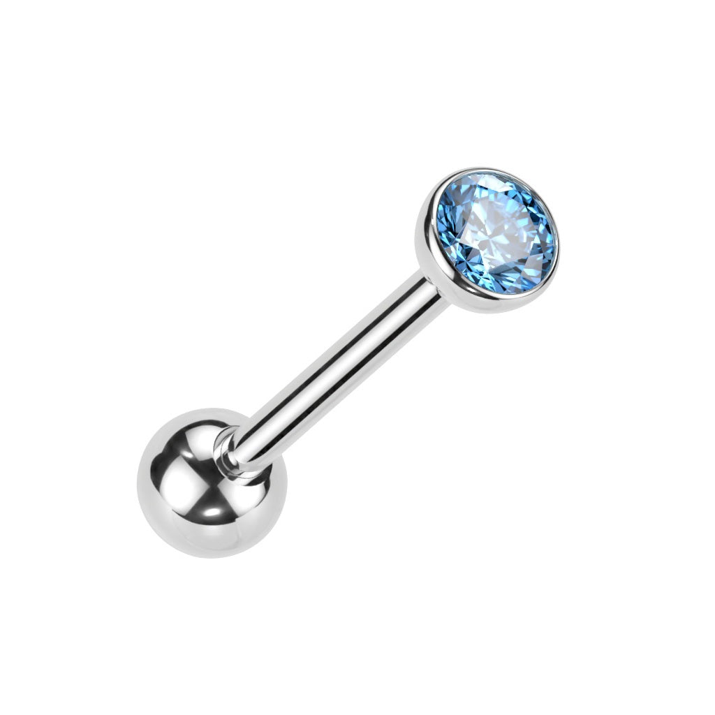 Threadless Push In CZ Crystal Top Barbell - F136 Implant Grade Titanium