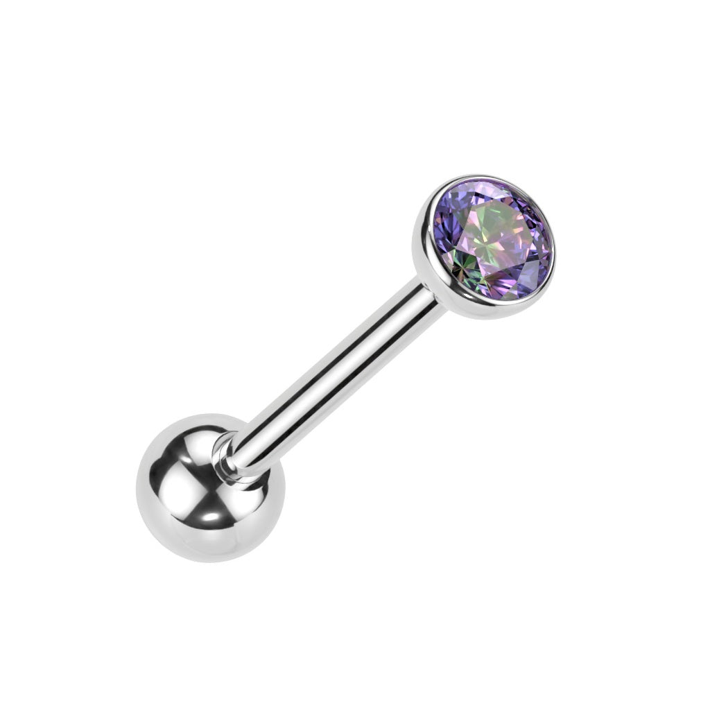 Threadless Push In CZ Crystal Top Barbell - F136 Implant Grade Titanium