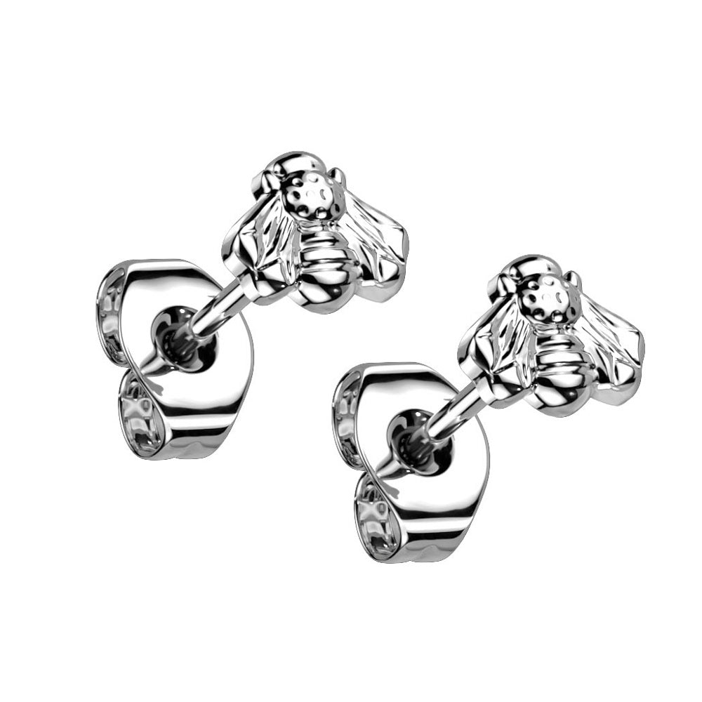 Threadless Push-in Bee Top Stud Earrings - G23 Implant Grade Titanium