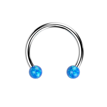 Threadless Synthetic Opal Ball Ends Horseshoe Circular Barbell - F136 Implant Grade Titanium