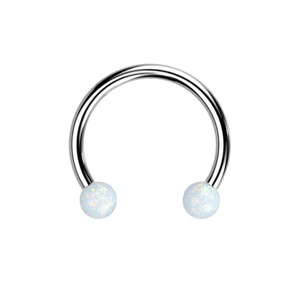 Threadless Synthetic Opal Ball Ends Horseshoe Circular Barbell - F136 Implant Grade Titanium