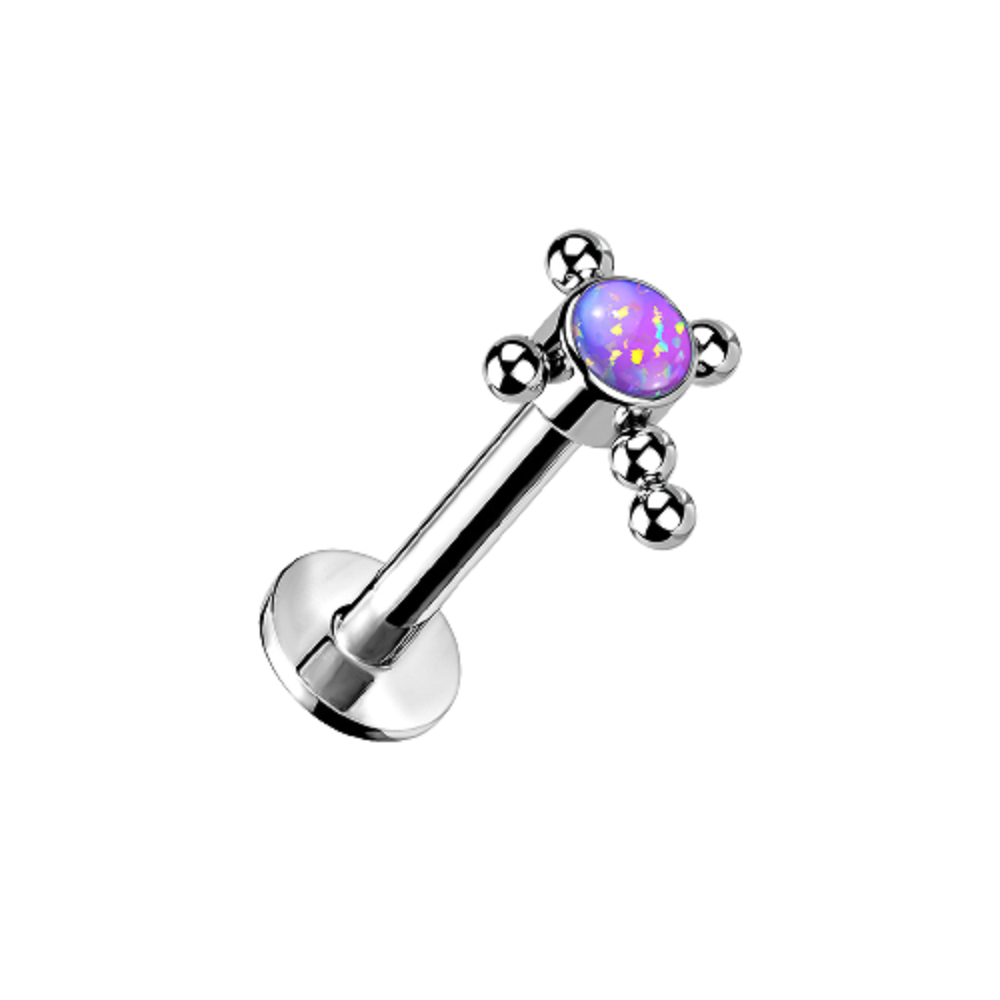 Gem Centered Ball Cross Threadless Push in Stud
 - G23 Implant Grade Titanium