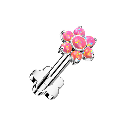 Synthetic Opal Flower Threadless Push-in Flower Base Stud - G23 Implant Grade Titanium