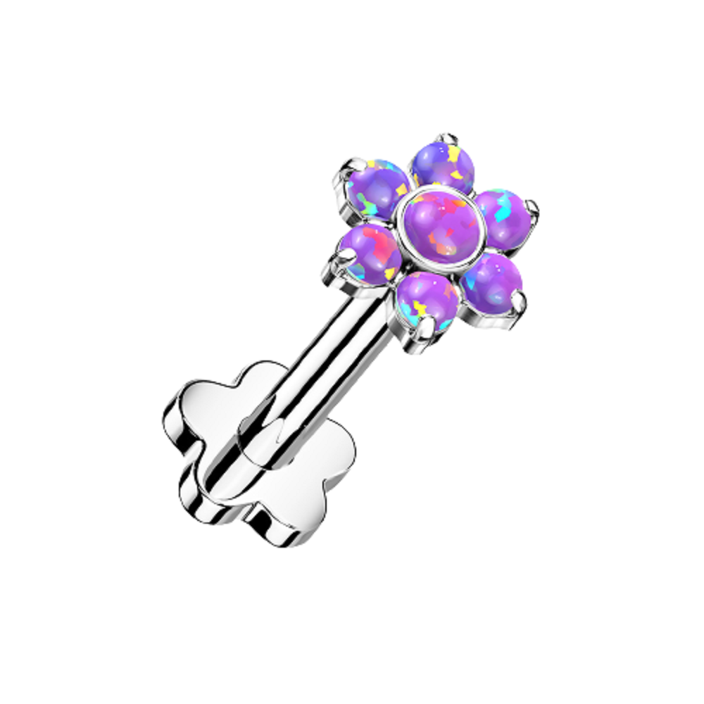 Synthetic Opal Flower Threadless Push-in Flower Base Stud - G23 Implant Grade Titanium