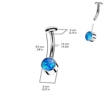 Threadless 5mm Convex Base Bezel Set Synthetic Opal Floating Belly Button Ring - F136 Implant Grade Titanium