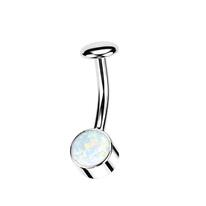 Threadless 5mm Convex Base Bezel Set Synthetic Opal Floating Belly Button Ring - F136 Implant Grade Titanium