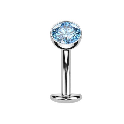 Threadless Convex Base CZ Crystal Floating Belly Button Ring - F136 Implant Grade Titanium