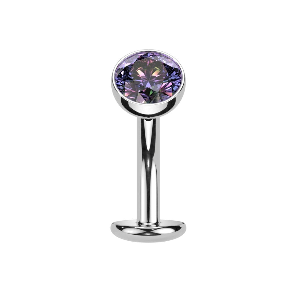 Threadless Convex Base CZ Crystal Floating Belly Button Ring - F136 Implant Grade Titanium