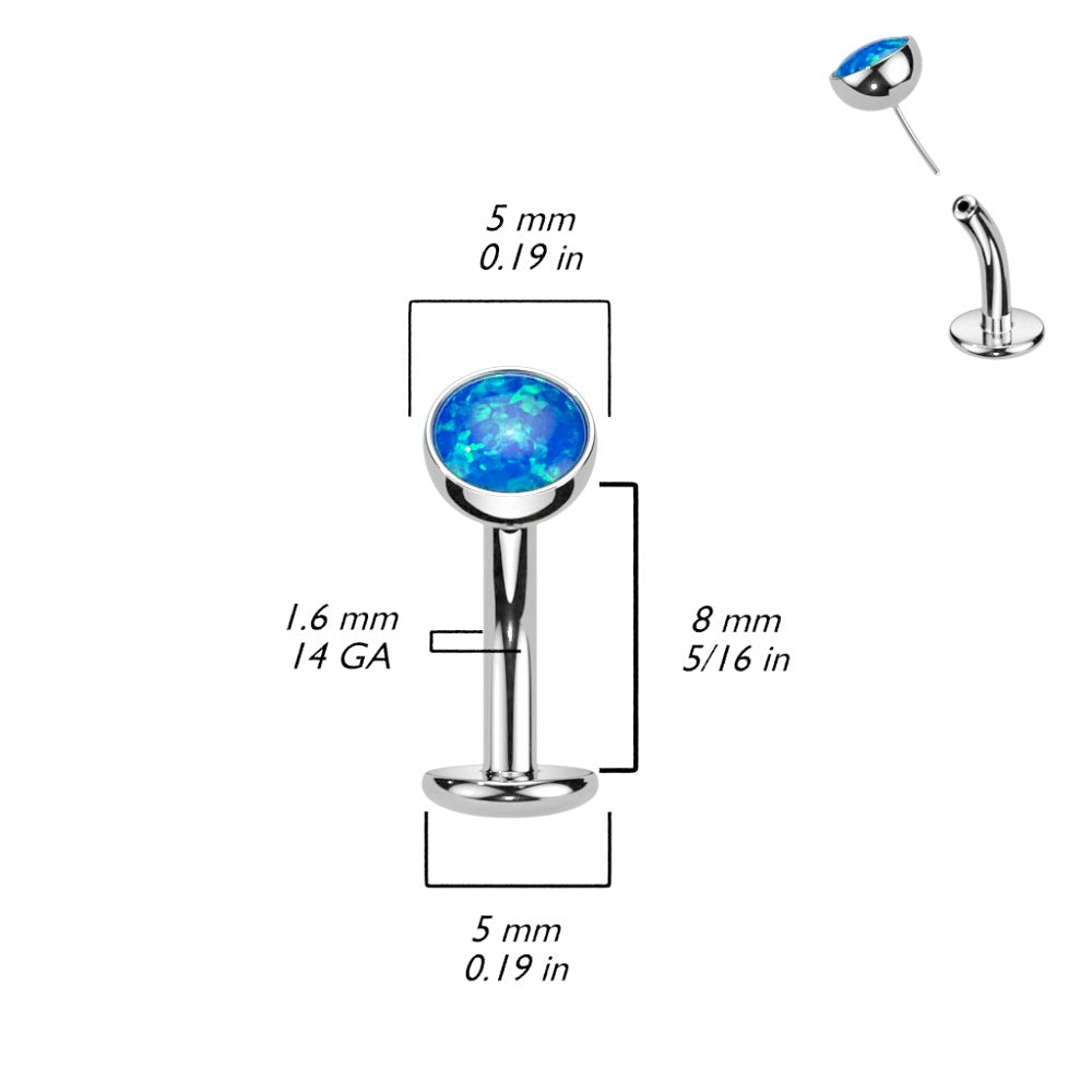 Threadless Convex Base Synthetic Opal Floating Belly Button Ring - F136 Implant Grade Titanium