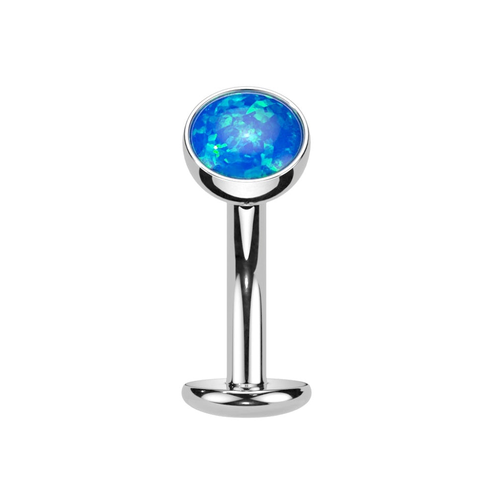 Threadless Convex Base Synthetic Opal Floating Belly Button Ring - F136 Implant Grade Titanium