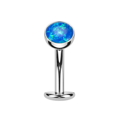 Threadless Convex Base Synthetic Opal Floating Belly Button Ring - F136 Implant Grade Titanium