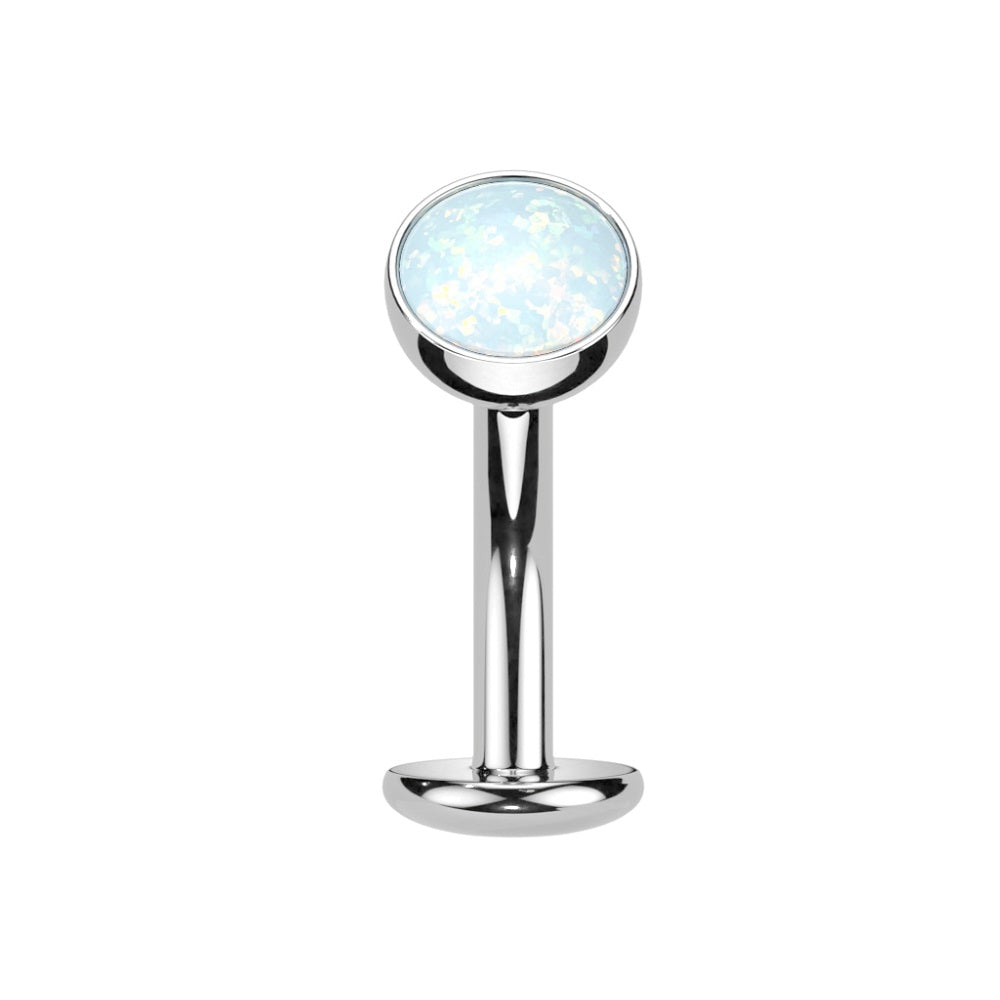 Threadless Convex Base Synthetic Opal Floating Belly Button Ring - F136 Implant Grade Titanium