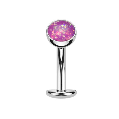 Threadless Convex Base Synthetic Opal Floating Belly Button Ring - F136 Implant Grade Titanium