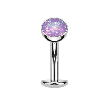 Threadless Convex Base Synthetic Opal Floating Belly Button Ring - F136 Implant Grade Titanium