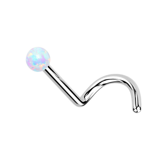 Threadless Push In Synthetic Opal Ball Top Nose Screw - F136 Implant Grade Titanium