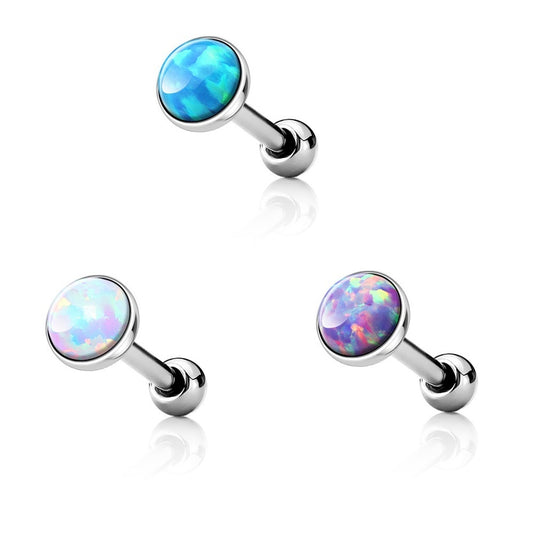 Set of 3 Opal Set Flat Top Barbells - 316L Surgical Steel