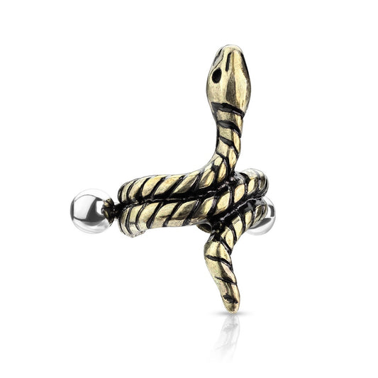 Coiled Snake Cartilage Helix Cuff Earring - 316L Stainless Steel