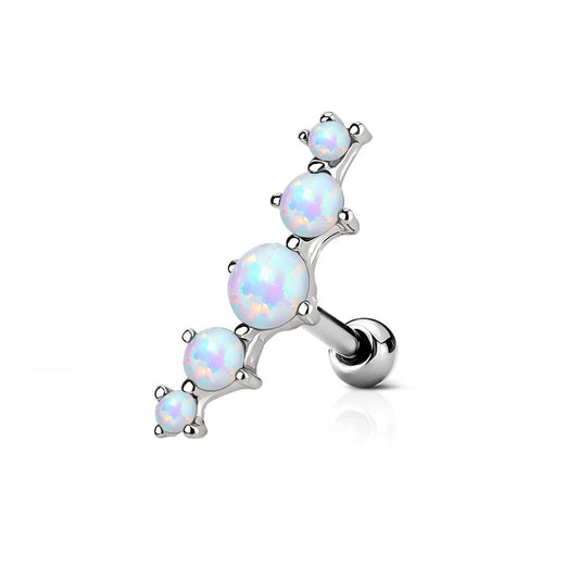 Five Synthetic Opal Set Ear Crawler Cartilage Piercing - 316L Stainless Steel
