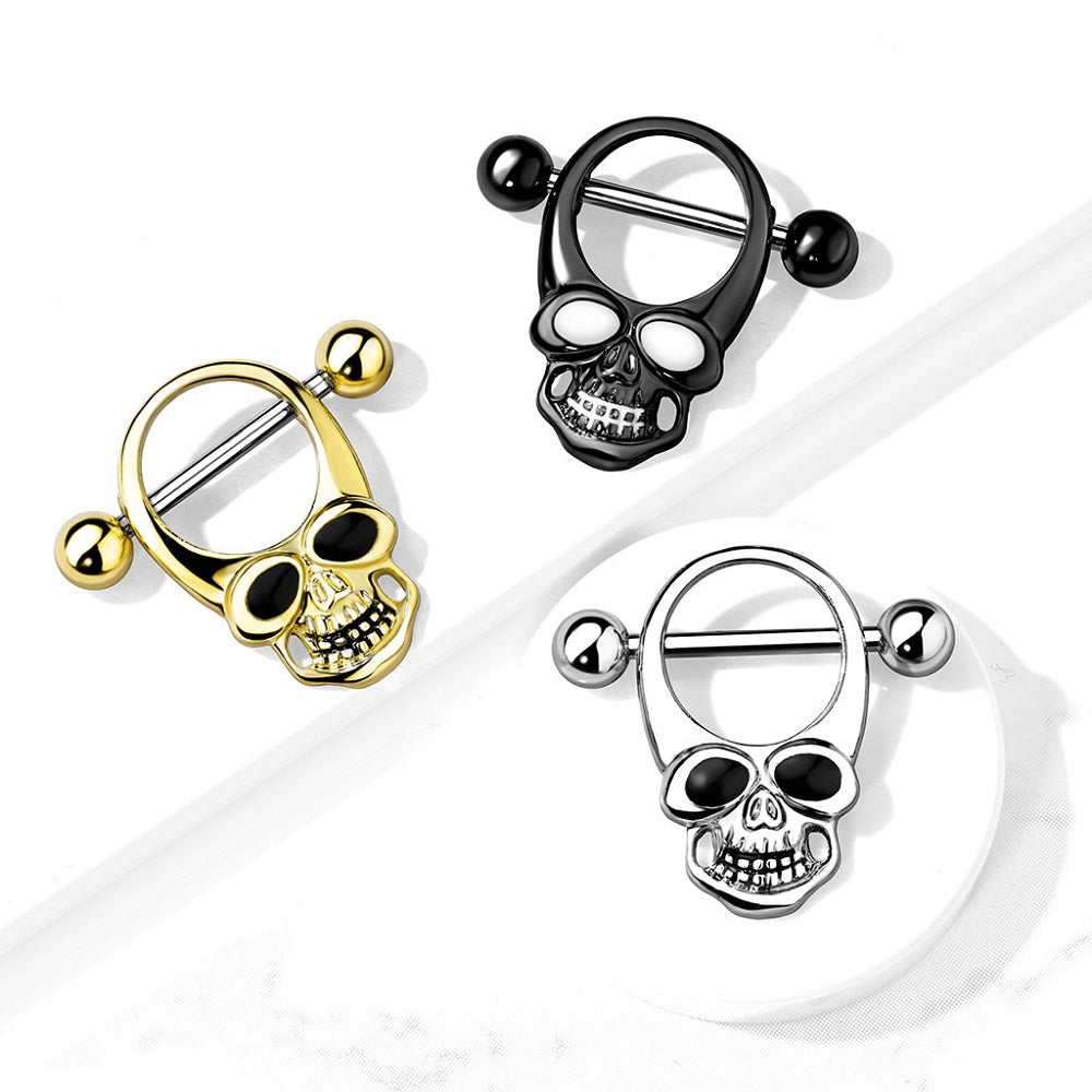 Skull Head Nipple Shields - Stainless Steel - Pair