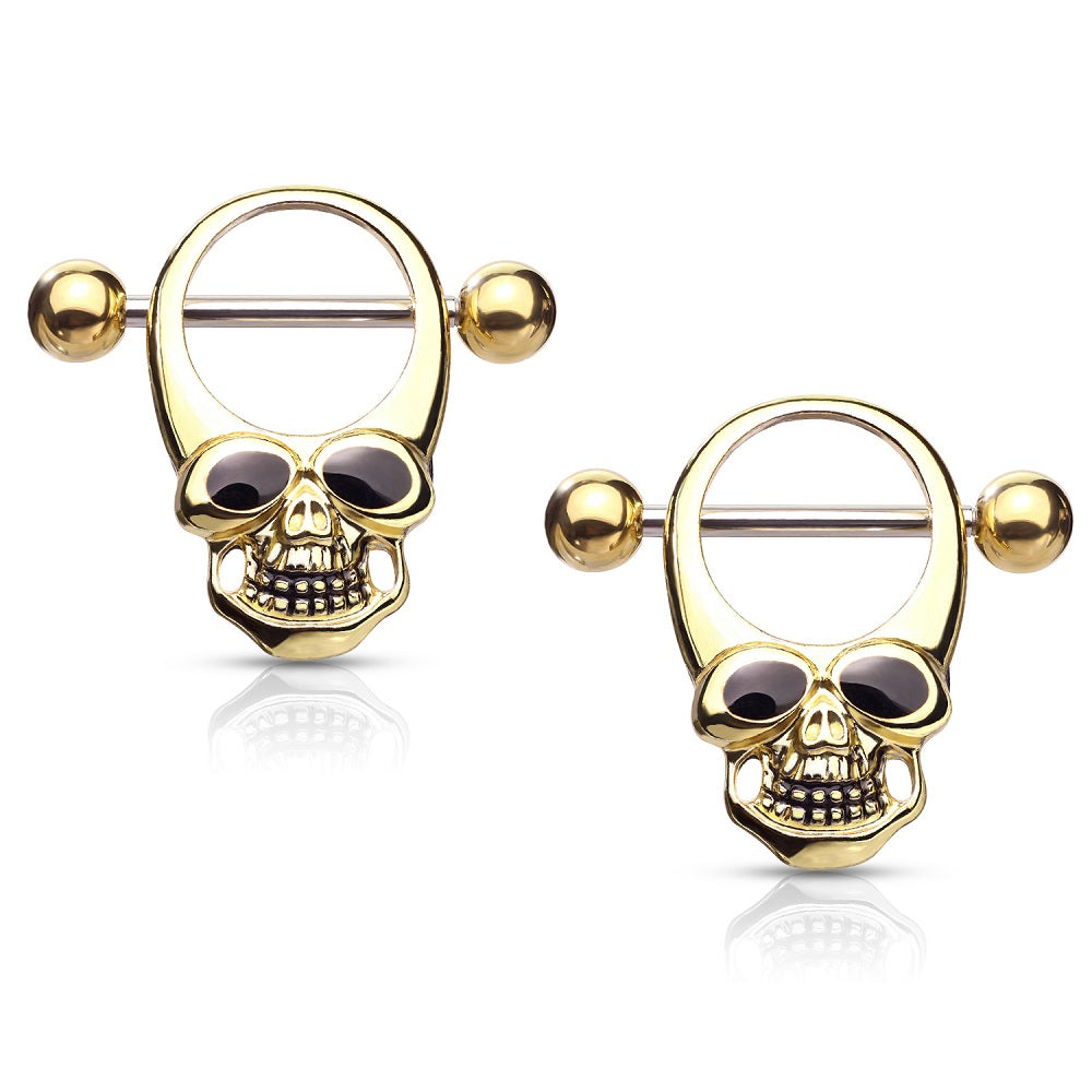 Skull Head Nipple Shields - Stainless Steel - Pair