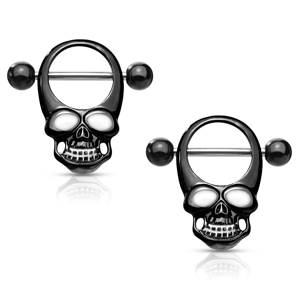 Skull Head Nipple Shields - Stainless Steel - Pair