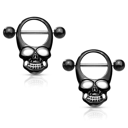 Skull Head Nipple Shields - Stainless Steel - Pair