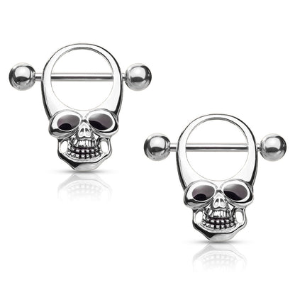 Skull Head Nipple Shields - Stainless Steel - Pair