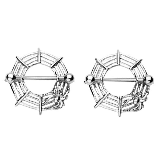 Spider Web Nipple Shields - 316L Stainless Steel - Pair