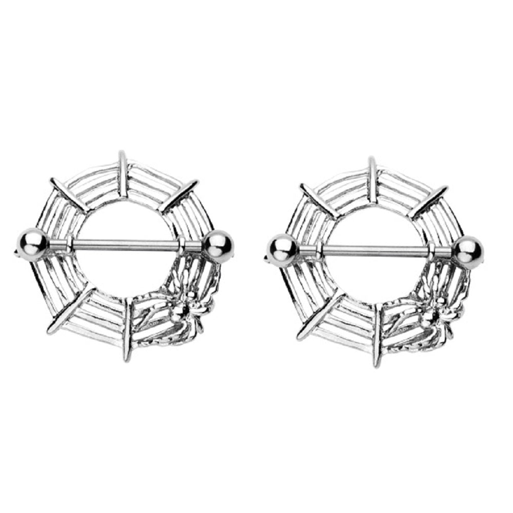 Spider Web Nipple Shields - 316L Stainless Steel - Pair